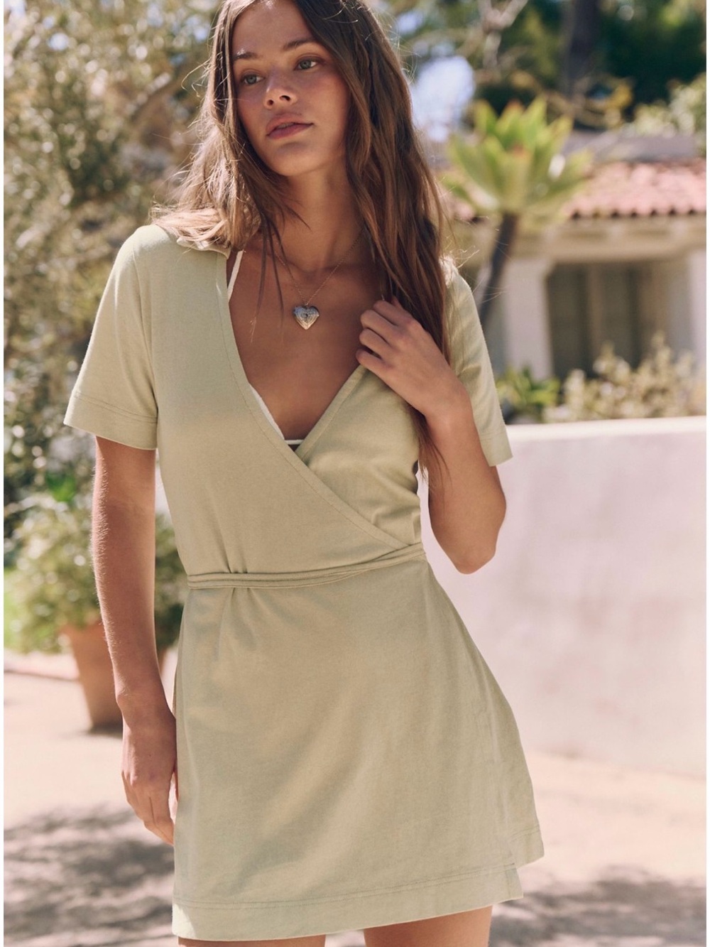 Free People Light Sage Wrap Swim Cover-Up Dress
